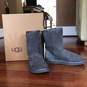 Short gray UGG boots